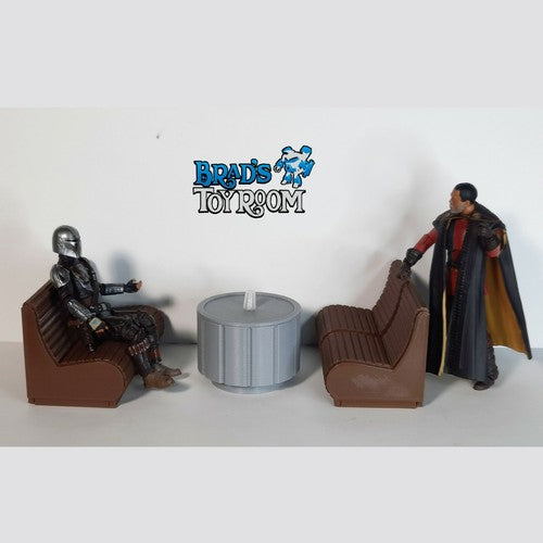 Custom STAR WARS Mos Eisley Cantina Chairs x4  & Table 3 3/4 Figures