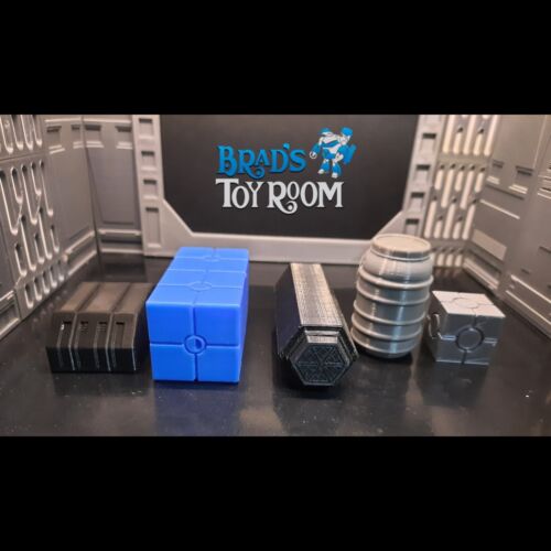 5 Custom Cargo Lot Star Wars Crate Barrell 1:18 3 3/4 In Scale Figure