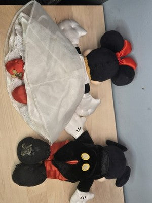 Disney Mickey and Minnie Mouse Bride Groom Wedding Stuffed Plush 12"