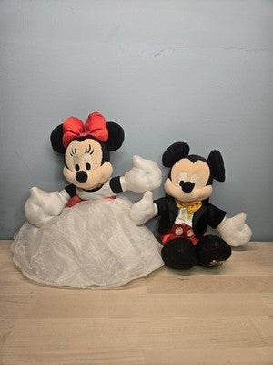 Disney Mickey and Minnie Mouse Bride Groom Wedding Stuffed Plush 12"
