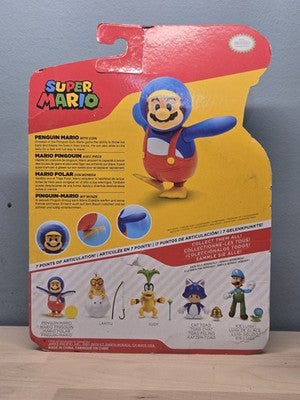 World of Nintendo Super Mario 4” Penguin Mario w/ Coin Action Figure
