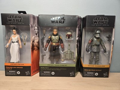 Star Wars Black Series Lot Boba Fett Princess Leia Migs Mayfeld MIB