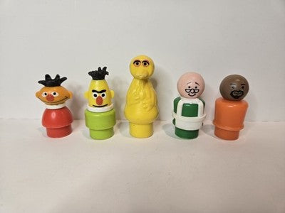 Vtg Fisher Price Little People Sesame Street 5 Figure Lot Bert,Ernie,