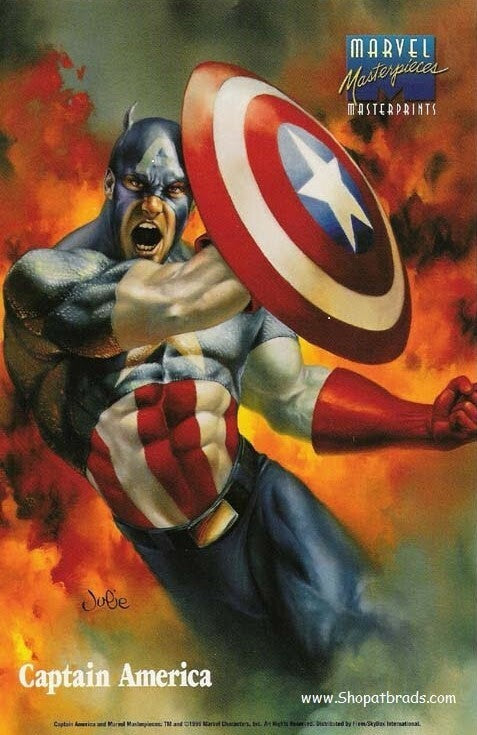 1996 Marvel Masterpieces Masterprints Jumbo Promo Captain America Silv