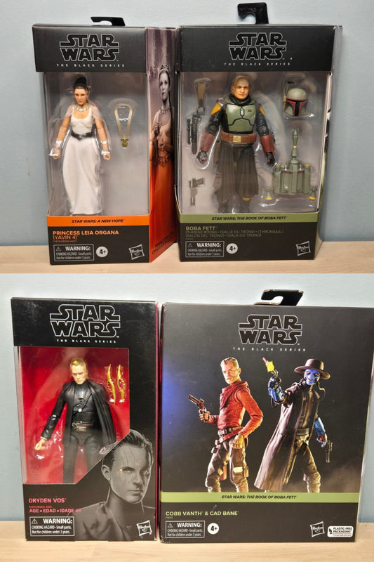 Star Wars Black Series 5 Figure Lot Cad Bane Cobb Vanth Boba Fett Leia